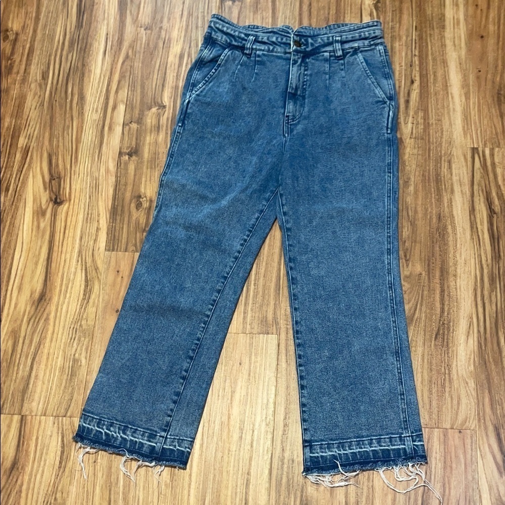 Faherty women’s 29 jeans high rise ankle cropped stretch blue denim straight